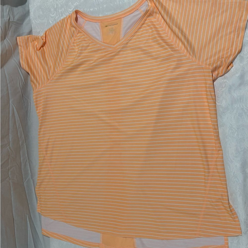 Tek Gear Orange Striped Short Sleeve Top woman’s 1x